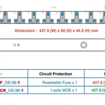 Austin Hughes InfraPower PDU, 8 Outlet, H8UK90-20A_OE/3B-1