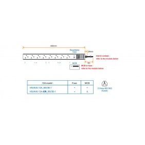 Austin Hughes InfraPower PDU, 8 Outlet, V8UK45-13A_BS/3B-1