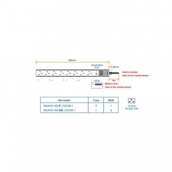 Austin Hughes 機櫃專用拖板, V8UK45-16A_C20/3B-1