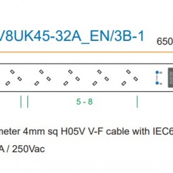 Austin Hughes InfraPower PDU, 8 Outlet, V8UK45-32A_EN/3B-1