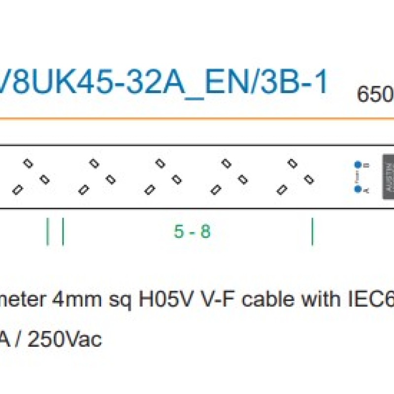 Austin Hughes InfraPower PDU, 8 Outlet, V8UK45-32A_EN/3B-1機櫃專用拖板