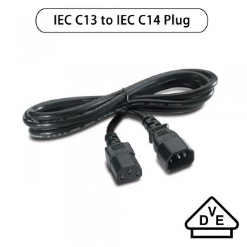 IEC C13 Socket to IEC C14 Plug Power Cord, C13-C14, 1.8Meter