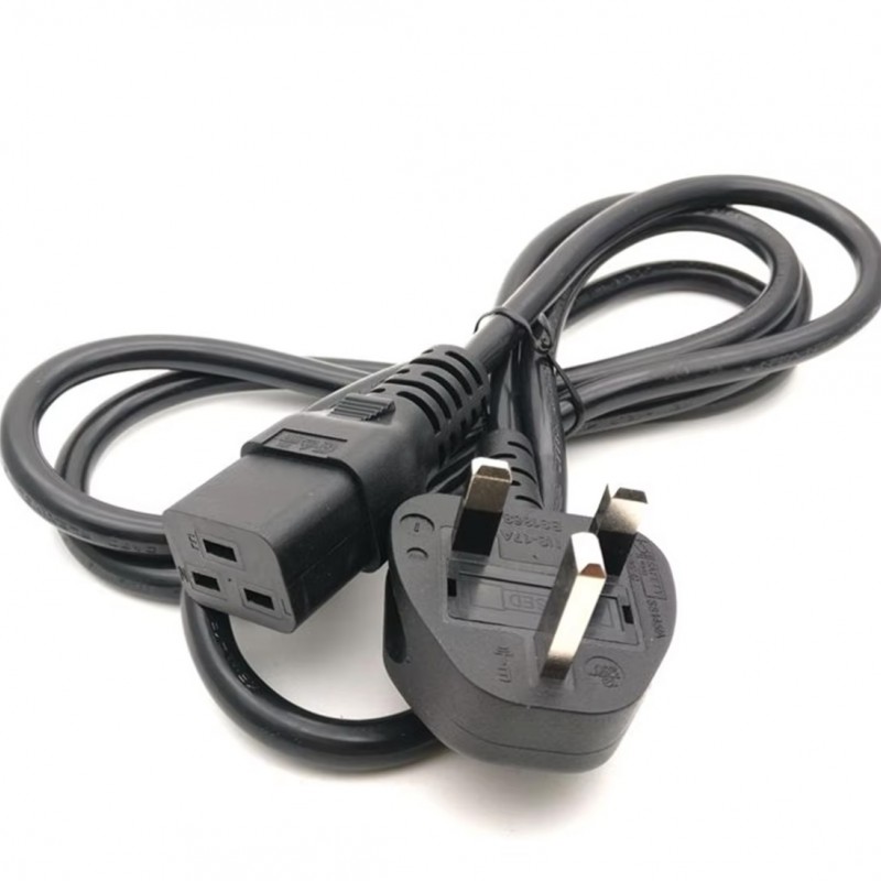 IEC C19 to UK BS1363 3-Pin Power Cord, 3Meters