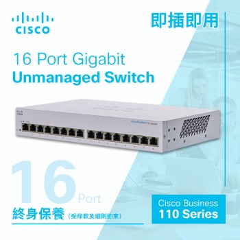 Cisco 16-Port Gigabit Unmanaged 交換器, CBS110-16T