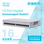 Cisco 16-Port Gigabit Unmanaged Switch, CBS110-16T