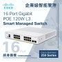 Cisco 16 Port Gigabit POE+ 120W L3 Smart Managed Switch, CBS250-16P-2G