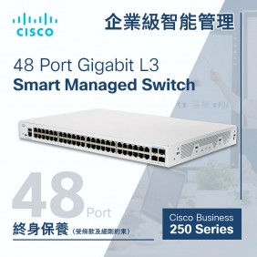 Cisco 48 Port Gigabit L3 全網管交換器, CBS250-48T-4G