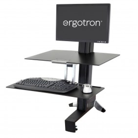 Ergotron WorkFit-S 輕型顯示器工作站帶工作台面, 33-350-200 (黑色)