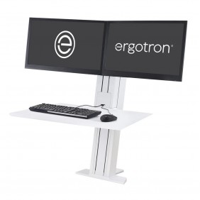 Ergotron WorkFit-SR Dual Monitor Sit-Stand Desktop Workstation, 33-407-062 (WHITE)