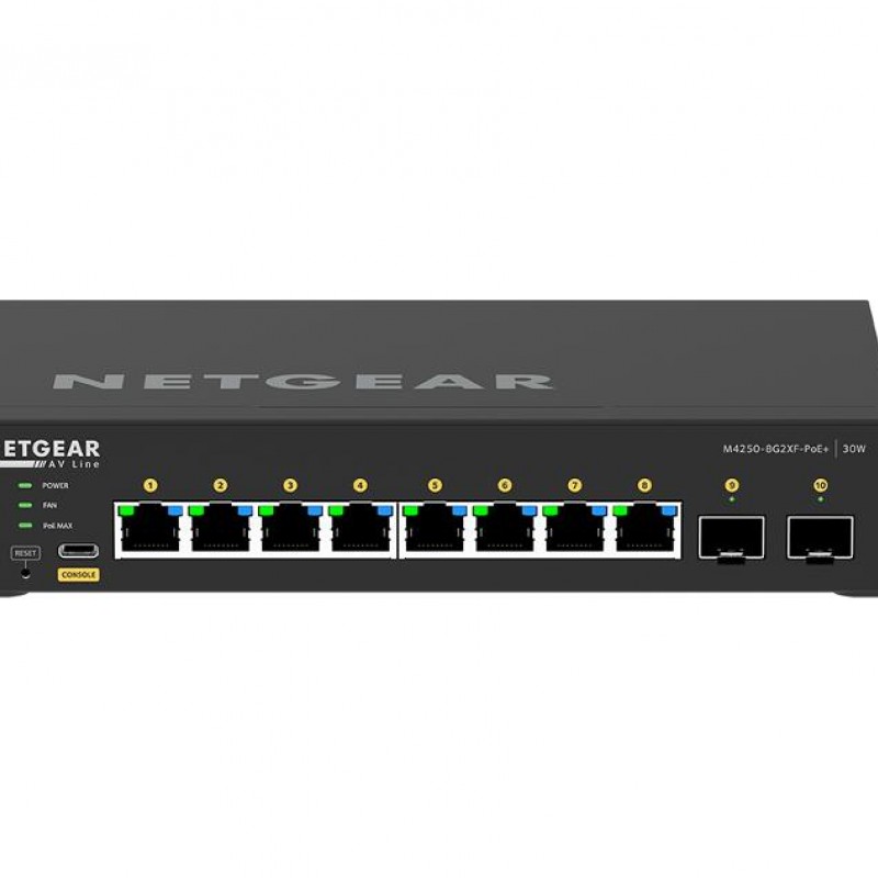 Netgear 10 port AV Line 管理型交換器, GSM4210PX交換器