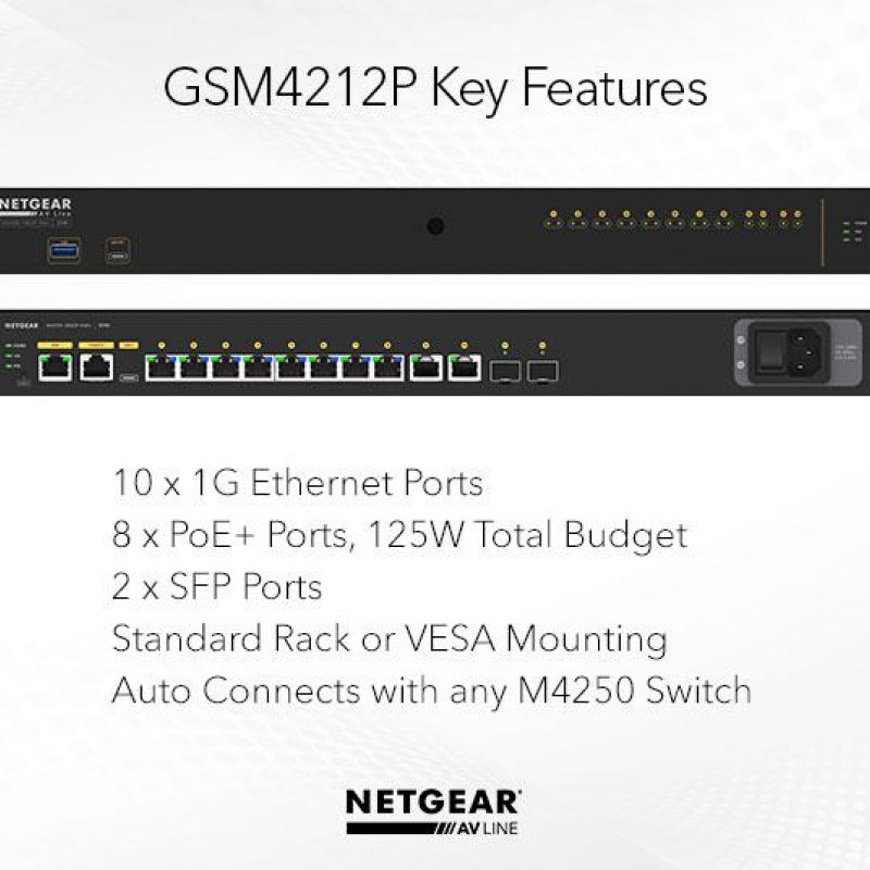 Netgear 12 port AV Line Managed Switch, GSM4212PSwitches