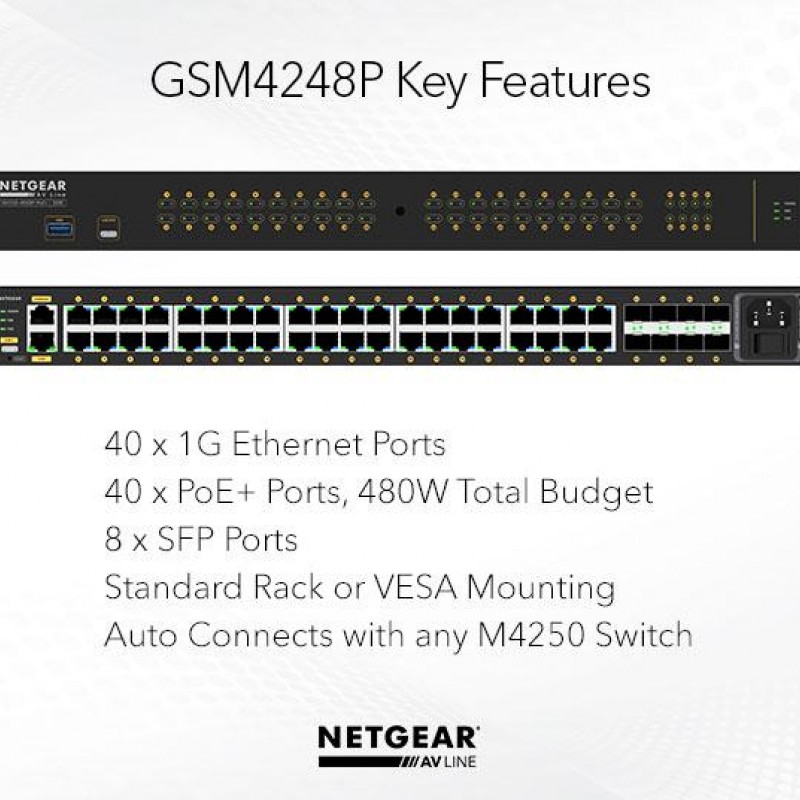 Netgear 48 port AV Line Managed Switch, GSM4248PSwitches