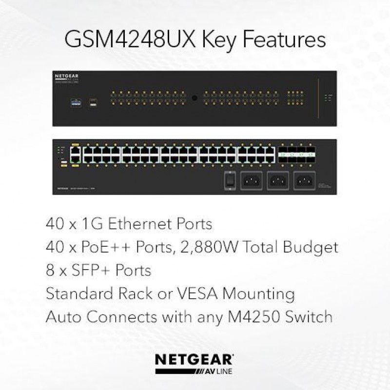 Netgear 48 port AV Line 管理型交換器, GSM4248UX交換器