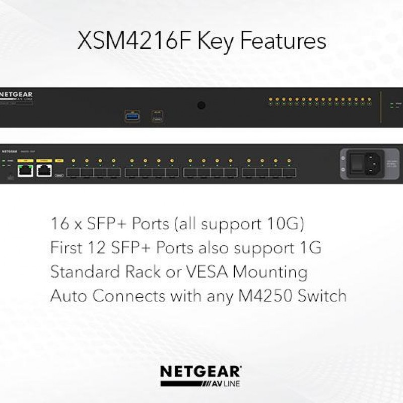 Netgear 16 port AV Line Managed Switch, XSM4216FSwitches