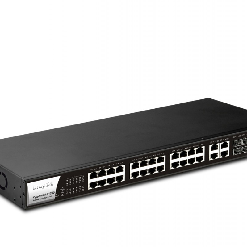 DrayTek Vigor-P1280, Gigabit 340w PoE Smart SwitchSwitches
