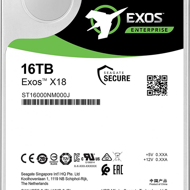 Seagate Exos X18 16TB 企業版 3.5" 內置硬碟, ST16000NM000J - 5 年保養