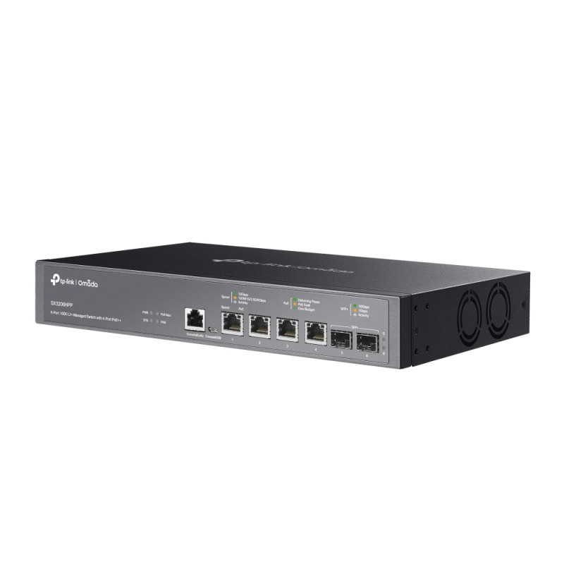 TP-Link Omada 4-Port 10GBase-T and 2-Port 10GE SFP+ PoE+ 管理型交換器, SX3206HPP