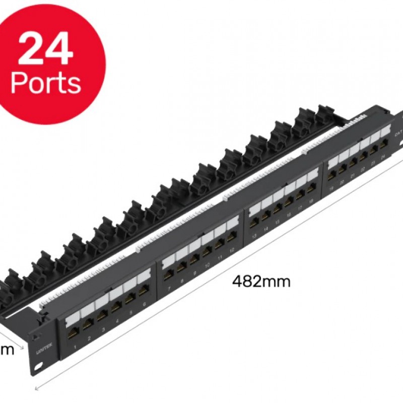 Unitek Cat 6 UTP 24 Ports RJ45 Patch Panel, T003A