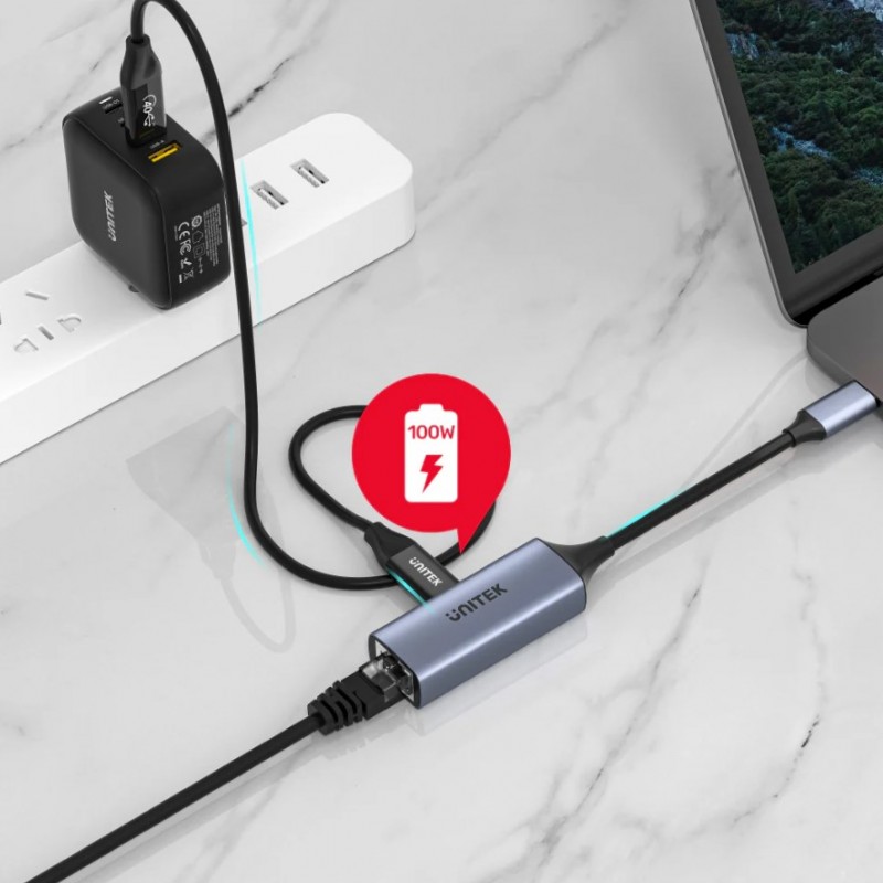 Unitek 2 合 1 USB-C 轉千兆位乙太網轉接器, U1323AAdapter / Docking