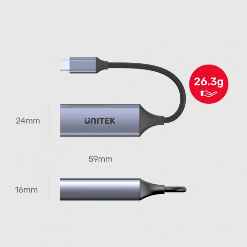 Unitek 2 合 1 USB-C 轉千兆位乙太網轉接器, U1323AAdapter / Docking