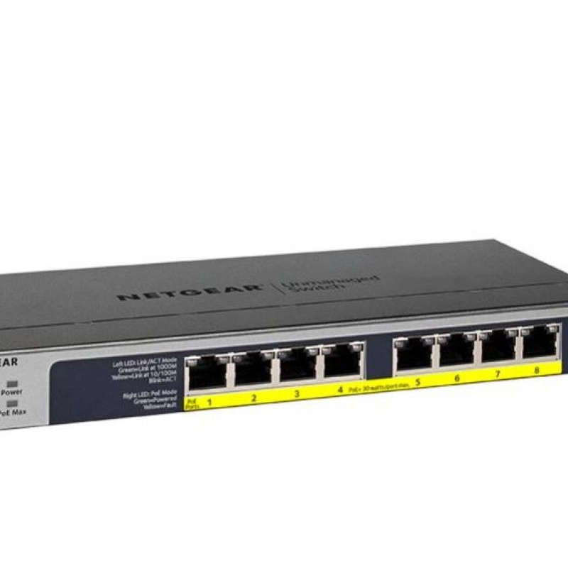Netgear 8 Port Gigabit PoE+ 非管型交換器, GS108PP交換器