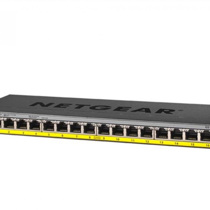 Netgear 16 Port Gigabit PoE+ 非管型交換器, GS116LP交換器