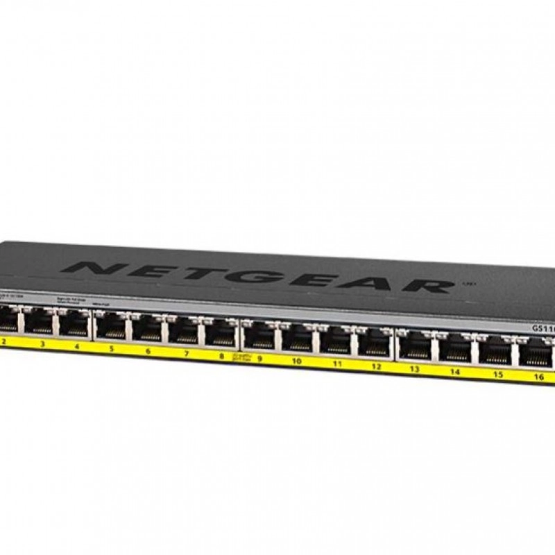 Netgear 16 Port Gigabit PoE+ 非管型交換器, GS116PP交換器