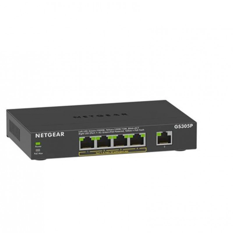 Netgear 5 Port Gigabit 非管型交換器, GS305P交換器