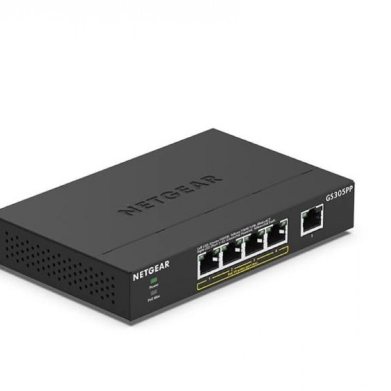 Netgear 5 Port Gigabit PoE 非管型交換器, GS305PP交換器