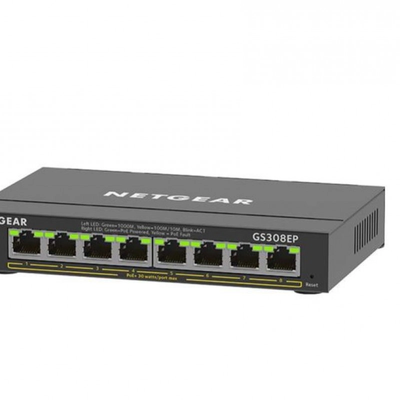 Netgear 8 Port Gigabit Plus PoE+ 非管型交換器, GS308EP交換器