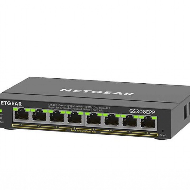 Netgear 8 Port Gigabit Plus PoE+ 非管型交換器, GS308EPP交換器