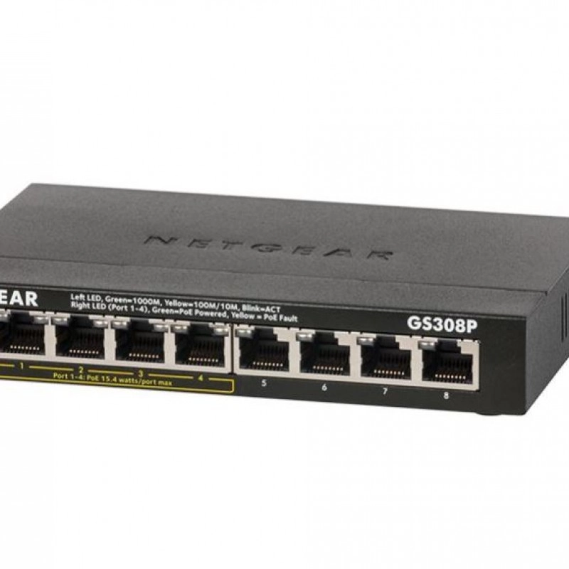 Netgear 8 Port Gigabit 非管型交換器, GS308P交換器