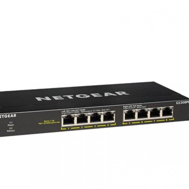 Netgear 8 Port Gigabit PoE+ 非管型交換器, GS308PP交換器