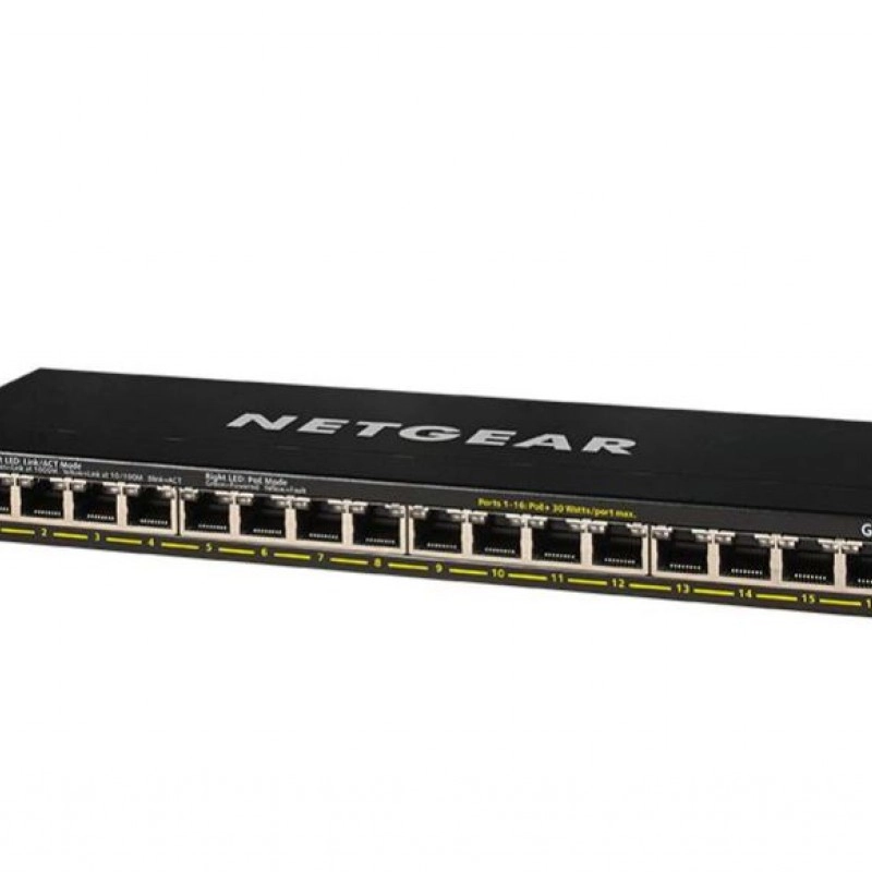 Netgear 16 Port Gigabit PoE+ 非管型交換器, GS316P交換器