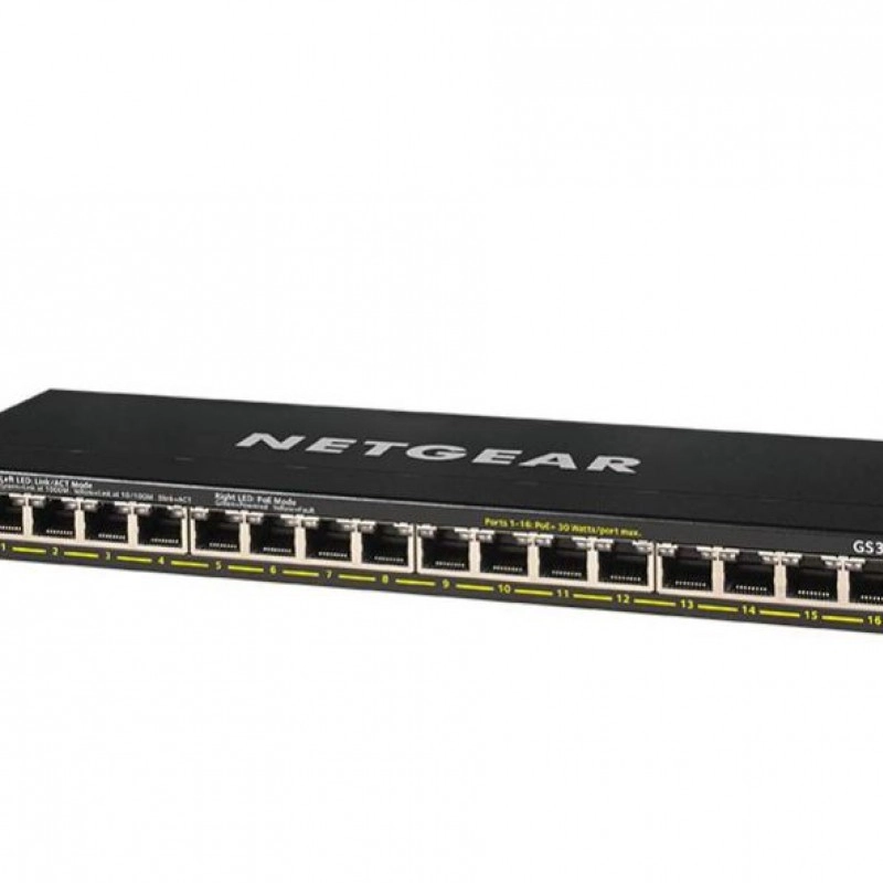 Netgear 16 Port Gigabit PoE+ 非管型交換器, GS316PP交換器