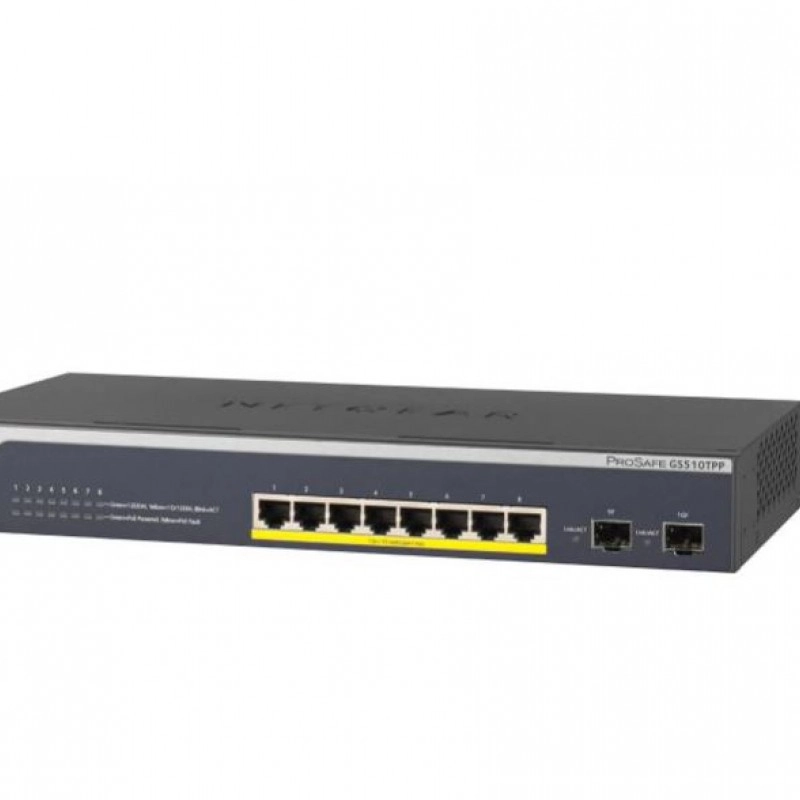 Netgear 8 Port Gigabit POE+ 智能管型交換器, GS510TPP交換器