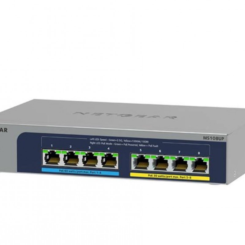 Netgear 8 Port Multi-Gigabit PoE+ 非管型交換器, MS108UP交換器