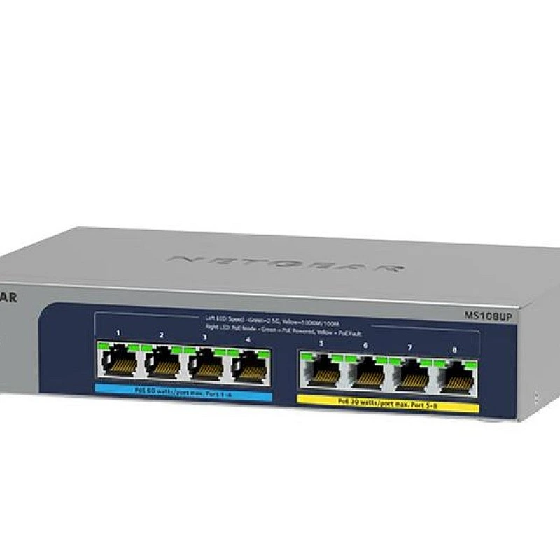 Netgear 8 Port Multi-Gigabit PoE+ Unmanaged Switch, MS108UP - MS108UP Switches ｜ 衍光HinKwong 香港