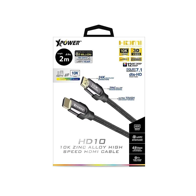 XPower HD10 10K HDMI 2.1鋅合金線, XP-HD10 - XP-HD10 線材 ｜ 衍光HinKwong 香港