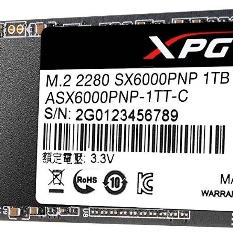 Adata XPG SX6000 Pro 1TB M.2 PCIe 固態硬碟, ASX6000PNP-1TT-C固態硬碟