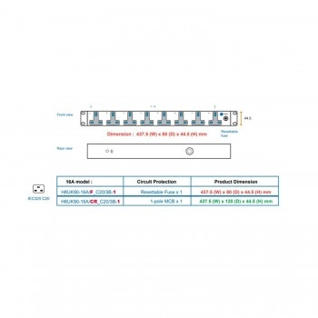Austin Hughes InfraPower PDU, 8 Outlet, H8UK90-16A_C20/3B-1