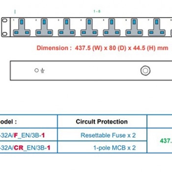 Austin Hughes InfraPower PDU, 8 Outlet, H8UK90-32A_EN/3B-1