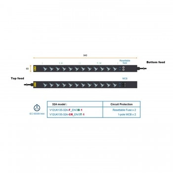 Austin Hughes InfraPower PDU, 12 Outlet, V12UK135-32A_EN/3B-1