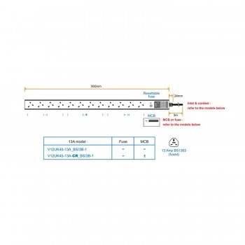 Austin Hughes InfraPower PDU, 12 Outlet, V12UK45-13A_BS/3B-1