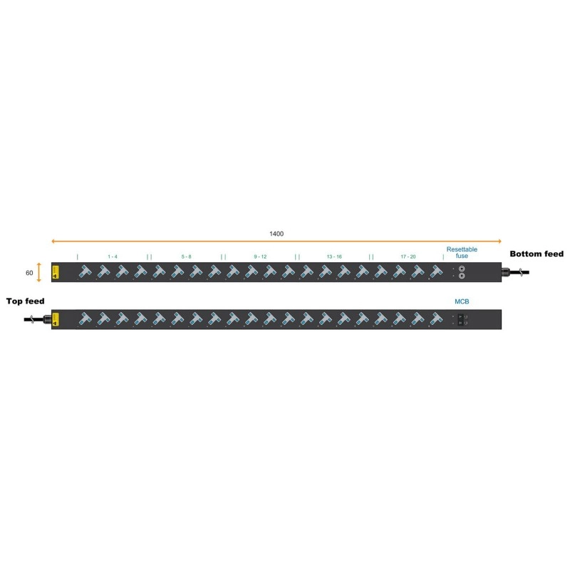 Austin Hughes InfraPower PDU, 20 Outlet, V20UK45-16A_C20/3B-1PDU