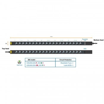 Austin Hughes InfraPower PDU, 20 Outlet, V20UK45-20A_OE/3B-1