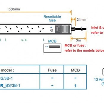 Austin Hughes InfraPower PDU, 8 Outlet, V8UK135-13A_BS/3B-1