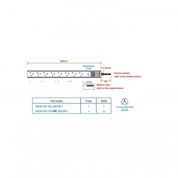 Austin Hughes InfraPower PDU, 8 Outlet, V8UK135-13A_BS/3B-1