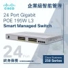 Cisco 24 Port Gigabit POE+ 195W L3 全網管交換器, CBS250-24P-4G香港行貨交換器