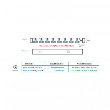 Austin Hughes InfraPower PDU, 8 Outlet, H8UK90-20A_OE/3B-1